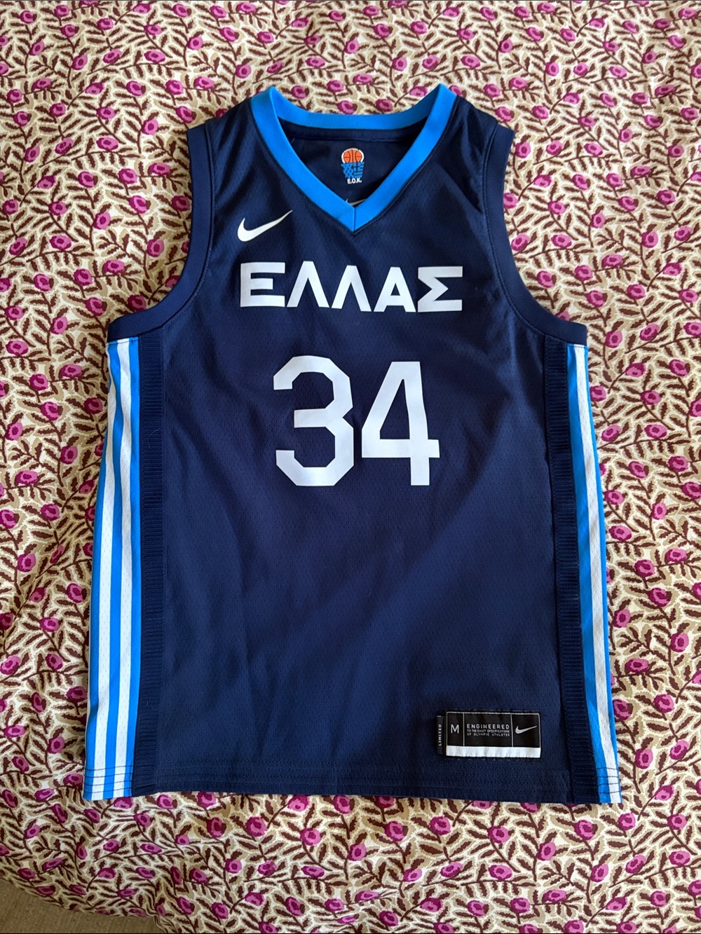 Nike Navy and Light Blue Basketball Jersey #34